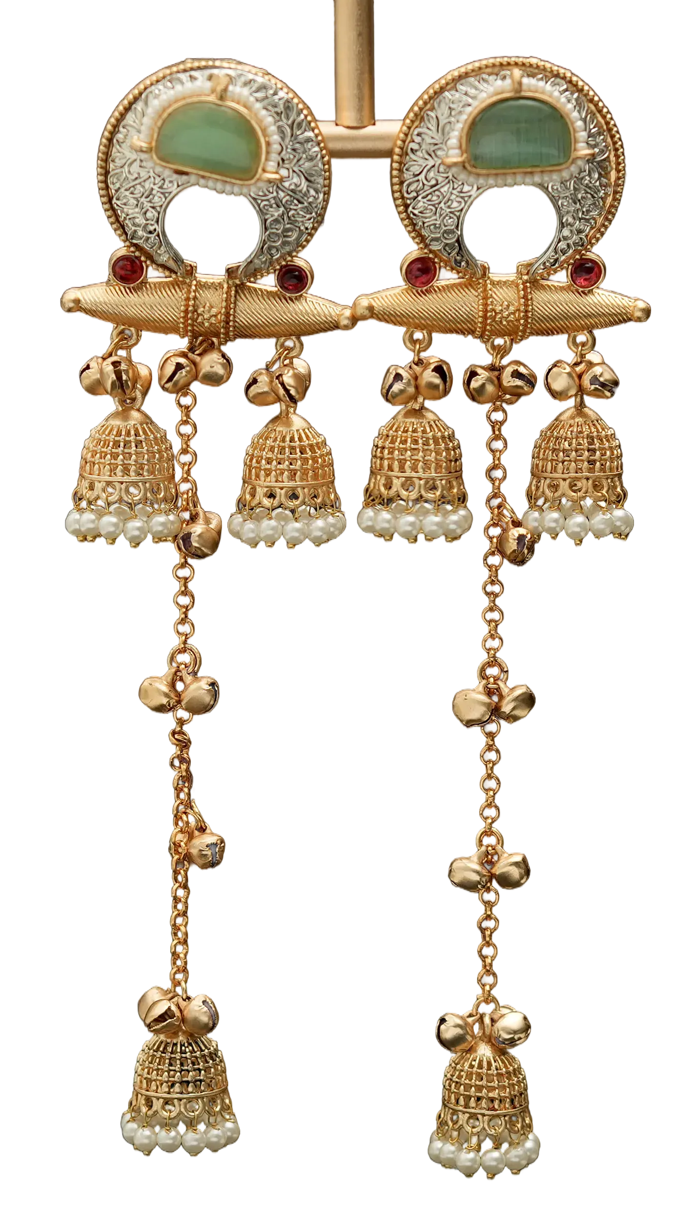 Crescent Chain Jhumka Earrings — view 3