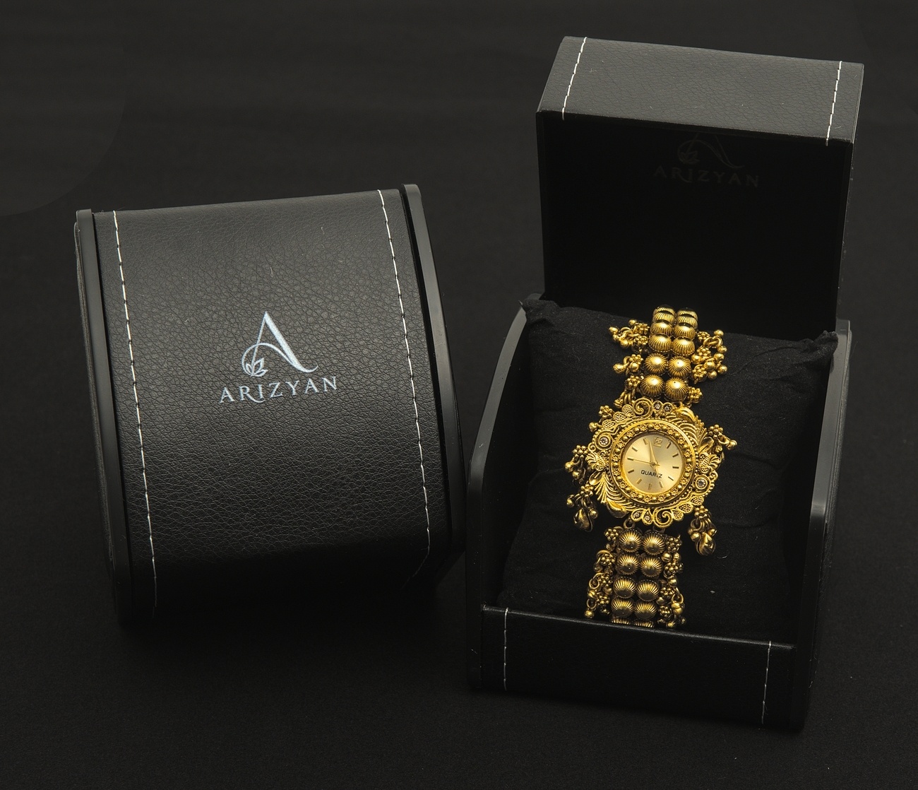 Beaded Gold Cuff Watch - Style 32 — view 3