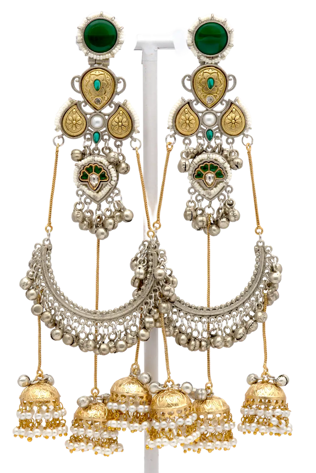 Long Chandbali Jhumka Earrings — view 2
