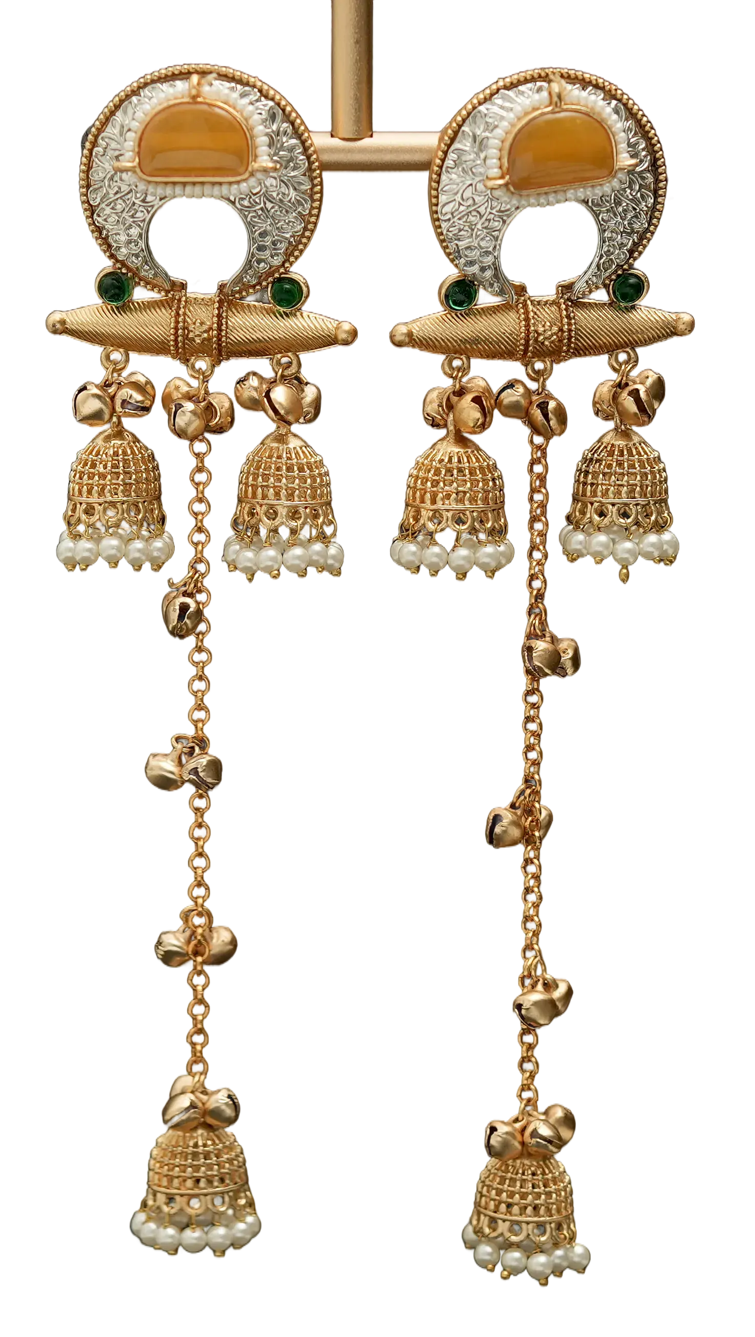 Crescent Chain Jhumka Earrings — view 2