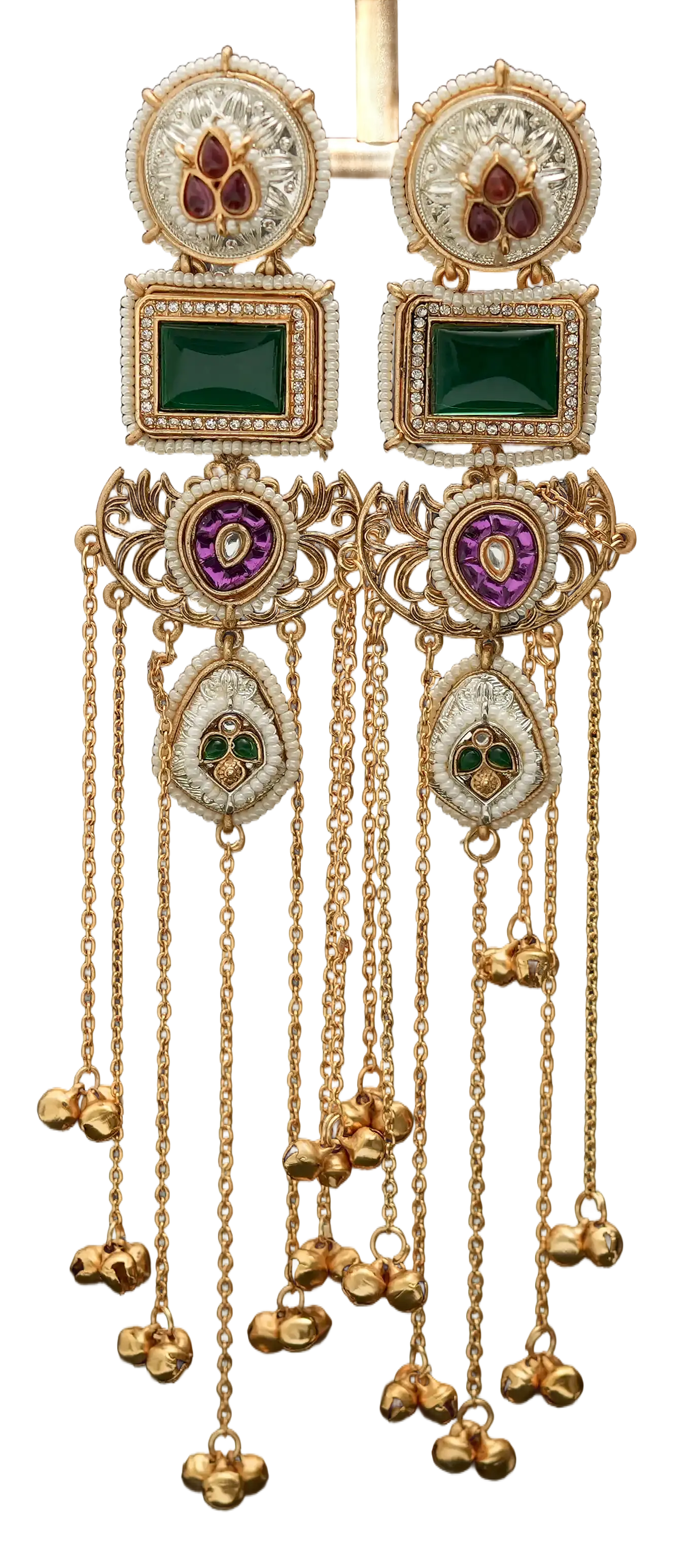 Long Heritage Chain Tassel Earrings — view 3