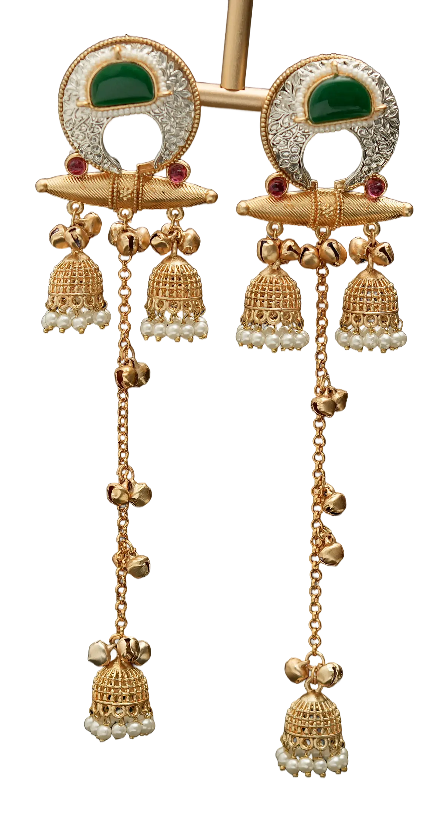 Crescent Chain Jhumka Earrings