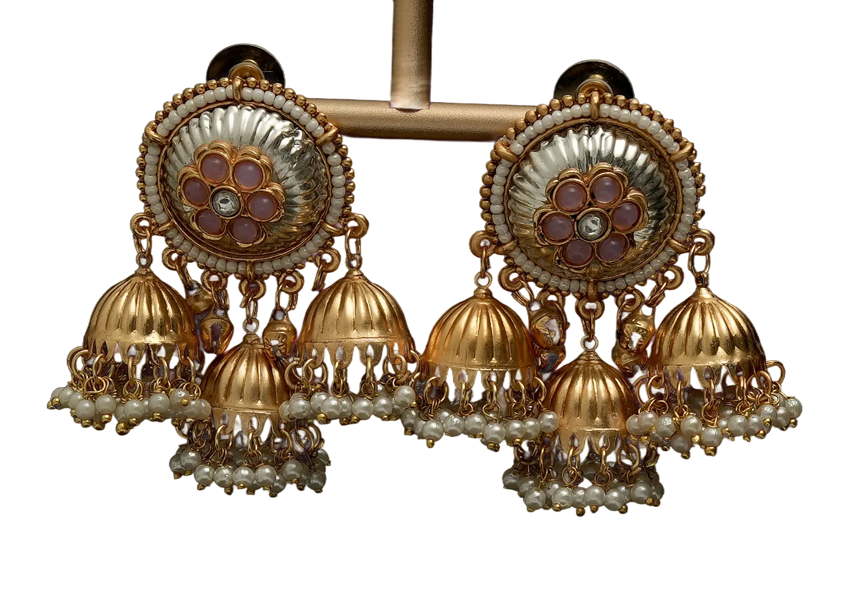 Triple Jhumka Statement Earrings — view 2