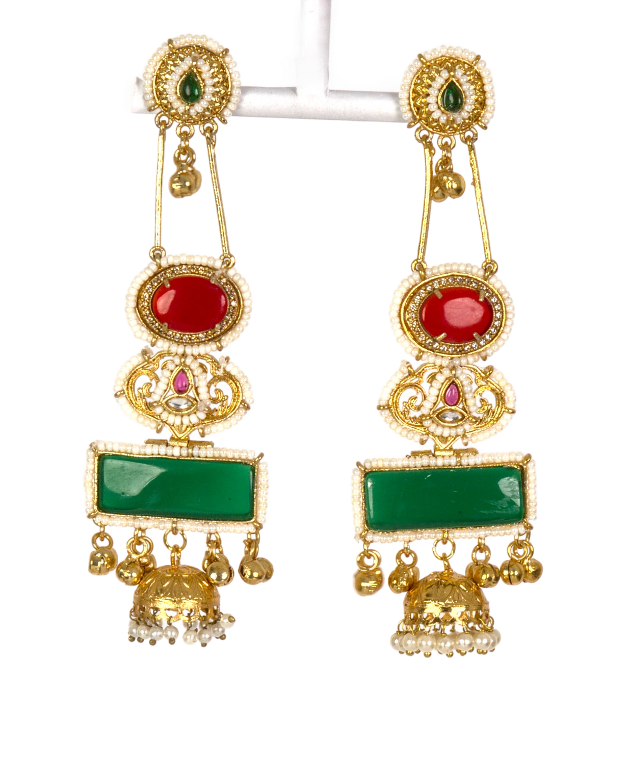Long Kundan jhumka earrings