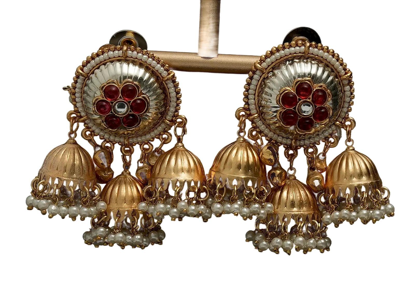 Triple Jhumka Statement Earrings — view 3