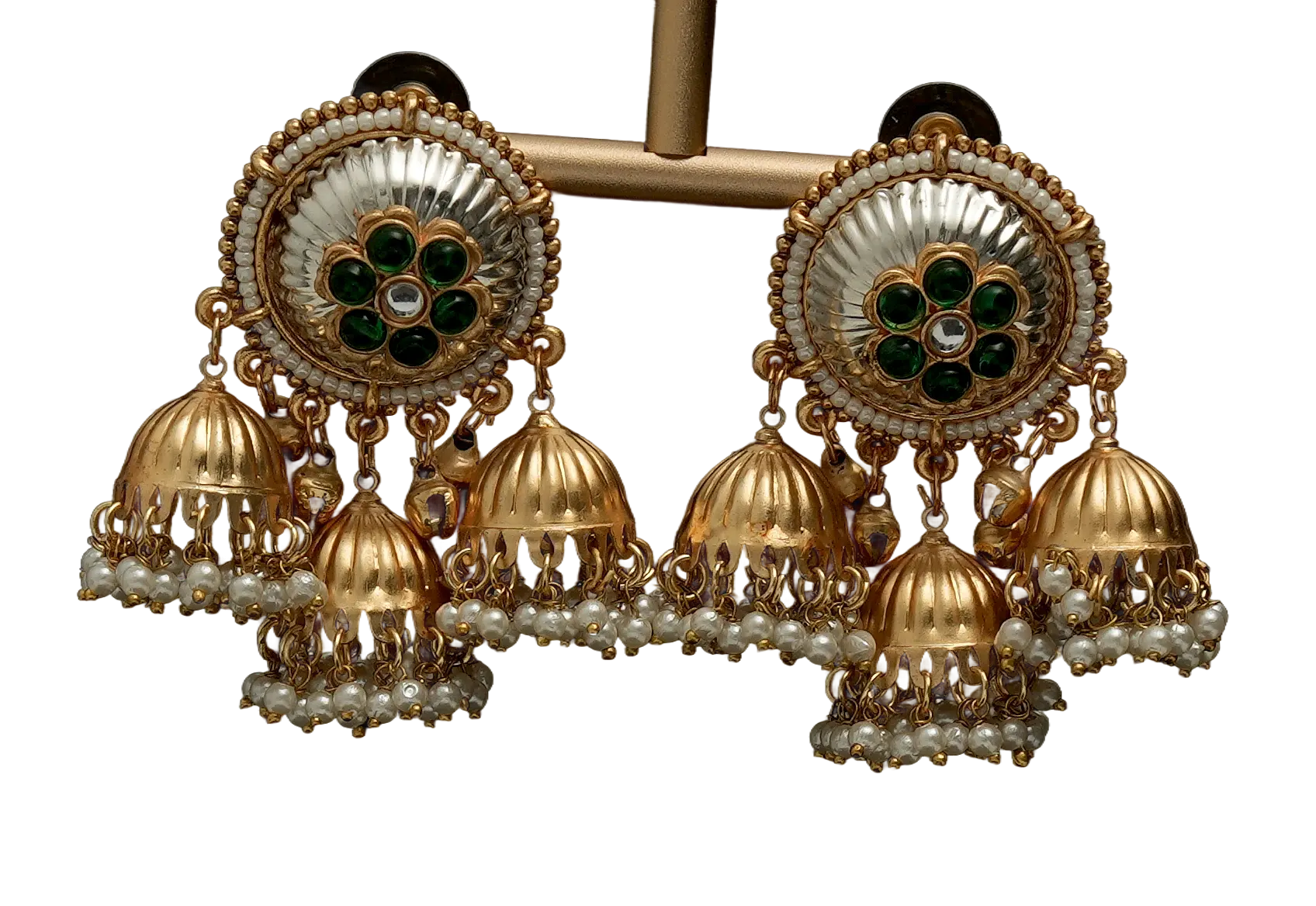 Triple Jhumka Statement Earrings